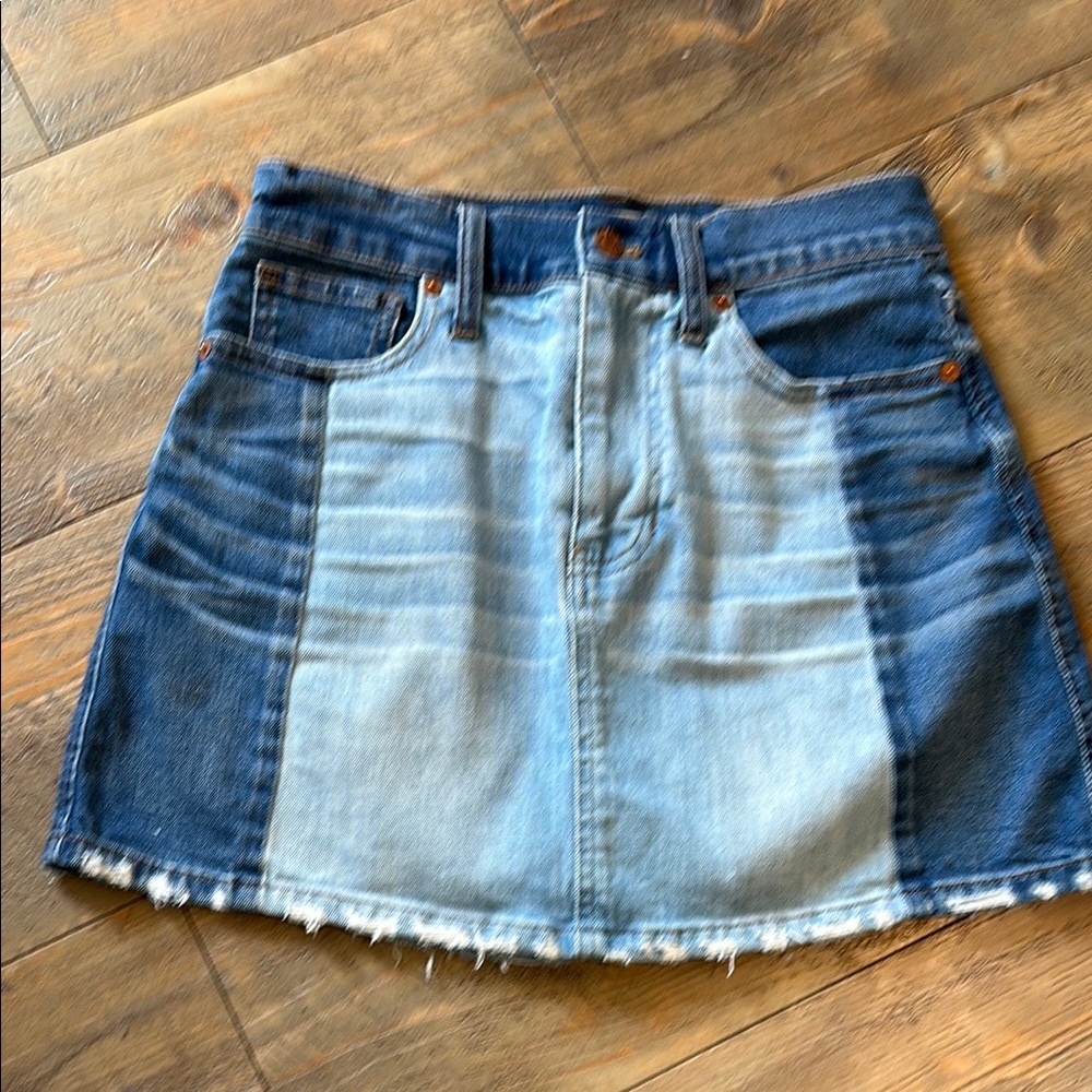 Denim Patchwork Mini Skirt Madewell 25 - image 1